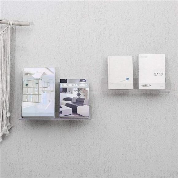15 inch Acrylic Invisible Floating Bookshelf for Kids Room, Modern Picture Ledge - Picture 2 of 7